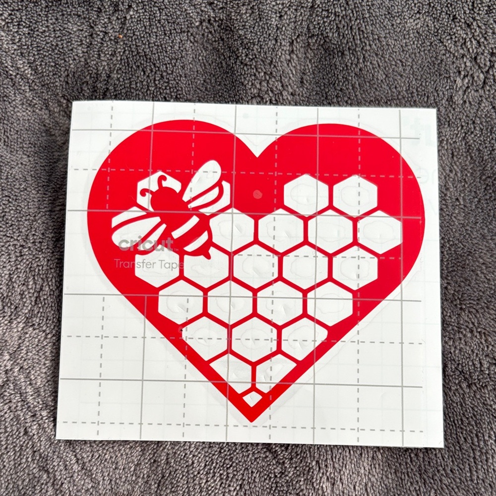 Red Heart Bee Decal